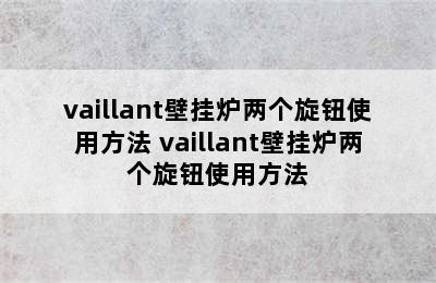 vaillant壁挂炉两个旋钮使用方法 vaillant壁挂炉两个旋钮使用方法